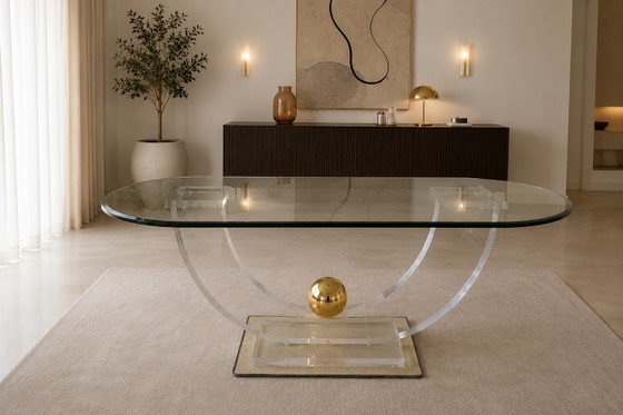 Exclusive Casarte Phoenix Design Dining Table – Acrylic & Glass – Gold (photo 5 of 5)