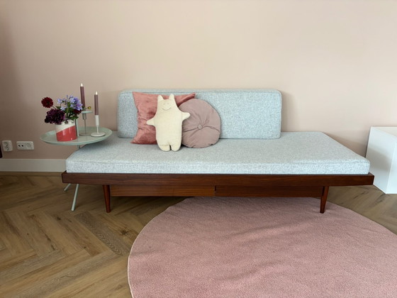 Letto da giorno vintage finlandese in teak con cassetti, anni '60, Letti da giorno, Legno, Tessile, Marrone (foto 2 di 6)
