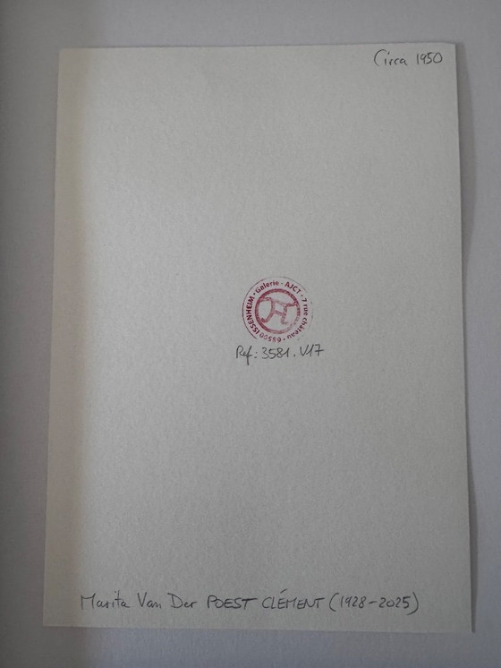 Image 1 of Originele tekening van Marita Van Der Poest Clément – ​​Naakt in de spiegel