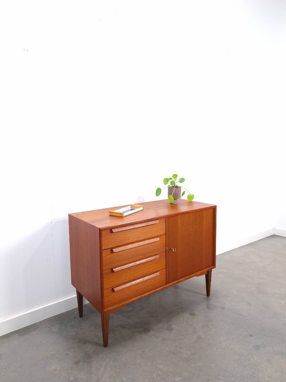 Image 1 of Teak sideboard with 4 drawers and wooden handles, Bornhold