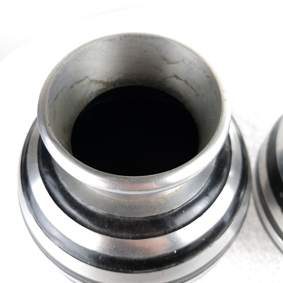 Image 1 of 2x vintage Art Deco spherical vase silver/black