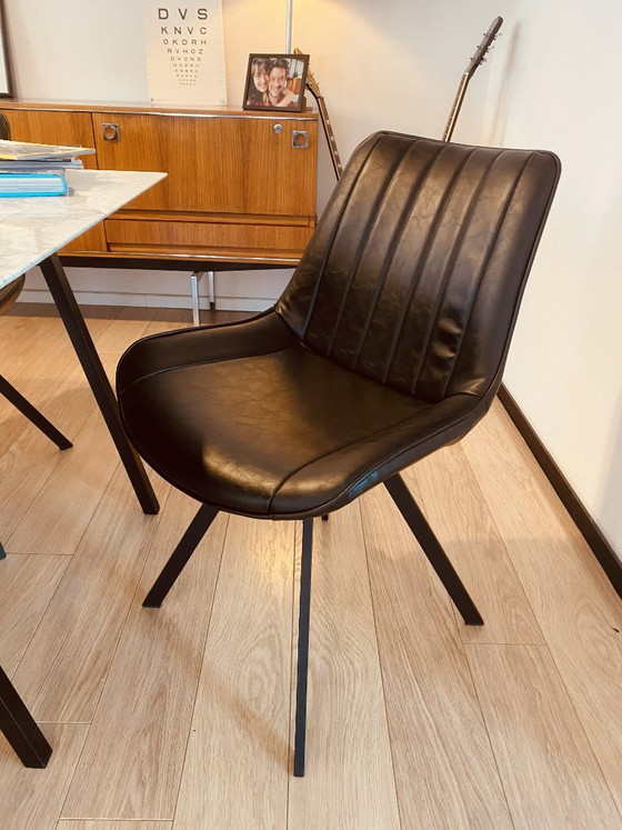 8 Stoelen Vintage Mat Zwart Nieuwstaat – Eetkamerstoelen, Metal, Skai (photo 3 of 6)