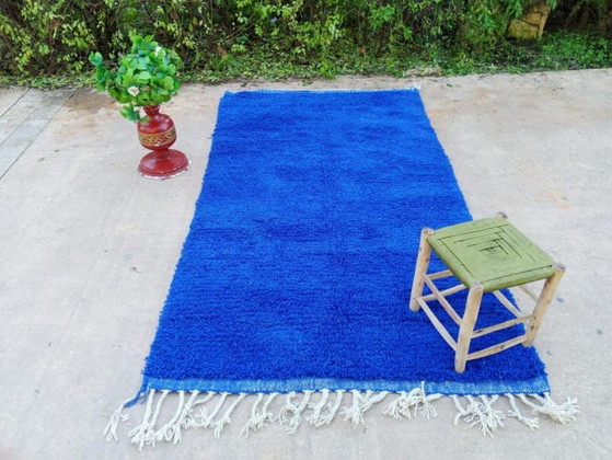 Image 1 of Handmade Moroccan blue rug 100cm x 200cm