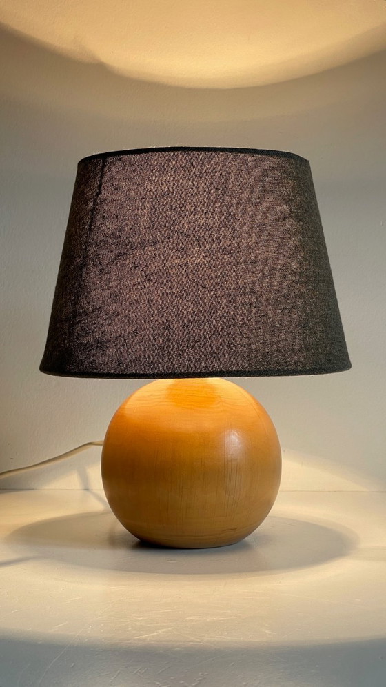 Image 1 of LAMPE Boule Bois Massif ANNEES 70