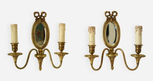 Pair of Louis XVI Style Bronze Wall Lights Lucien Gau
