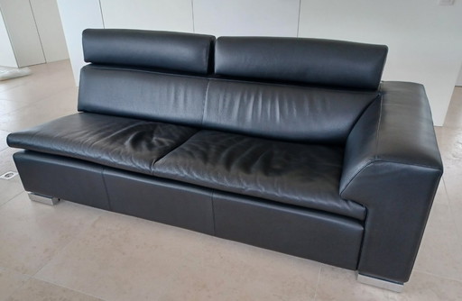 Sofa Leolux, Howlazy, black aniline leather, with armrest right