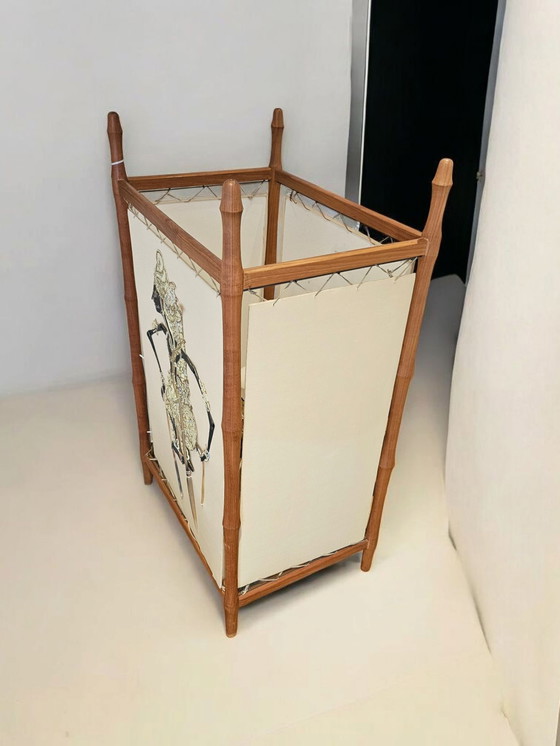 Image 1 of zeldzame vintage Wayang teak vloerlamp armatuur