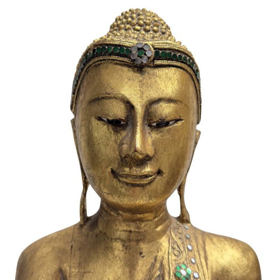 Buda Mandalay Birmano del Siglo XIX Calidad Museo – Madera de Teca Maciza (50.5 cm) – Esculturas (photo 11 of 11)