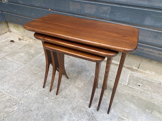 Image 1 of Set of 3 nesting tables by Raphaël Raffel Raphael Scandinavian style vintage 60s 1960
