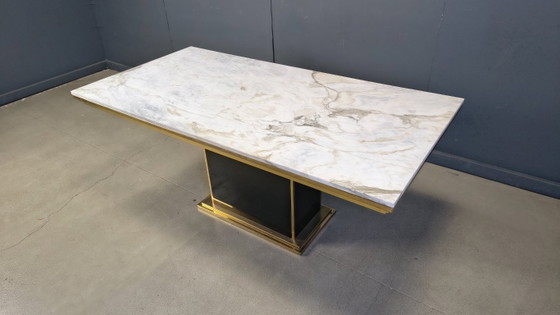 Image 1 of Vintage white marble and brass dining table, 1970s
