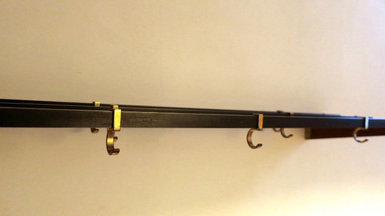 Garderobenständer aus Messing und Teakholz mit 7 verschiebbaren Haken, 1960er Jahre – Kleiderständer, Wood (photo 4 of 9)