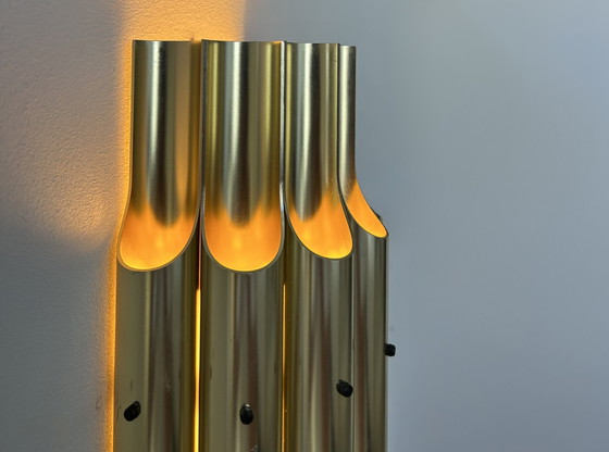 Image 1 of Lampada da parete vintage curva Karlby &quot;Pan&quot;, ottone, Lyfa Danimarca 1960