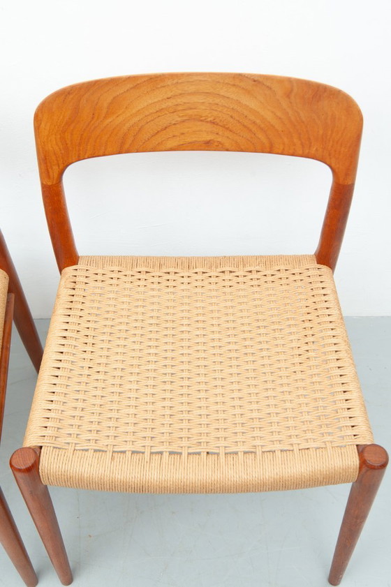 Image 1 of 4x dining chairs model 75 made of teak by Niels Otto Møller for J. L. Møller Møbelfabrik (1950s)