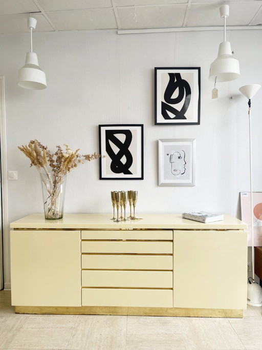 Aparador de Jean-Claude Mahey en laca beige y latón – circa 1970 – dressoirs, Wood (photo 2 of 14)