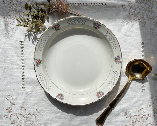 Vintage MOULIN DES LOUPS 'Cordoba' Floral Faience Deep Dish