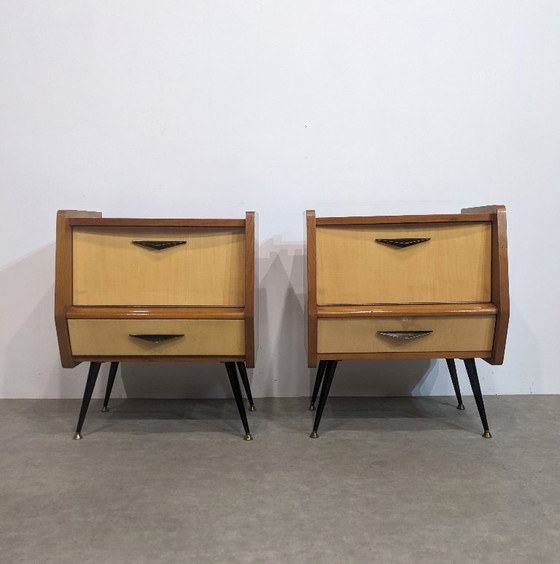 Image 1 of Paire de tables de chevet rockabilly, années 1950