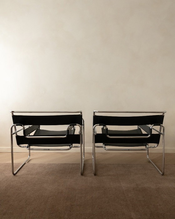 Wassily B3 Sessel von Marcel Breuer für Knoll International, 1970er, 2er-Set – Chrome, Leather (photo 3 of 23)