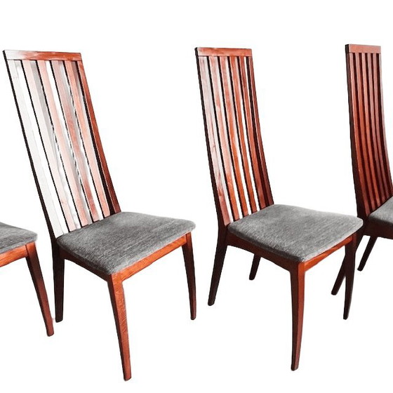 Image 1 of Cuatro sillas de comedor de diseño danés de mediados de siglo en color gris teca, años 70