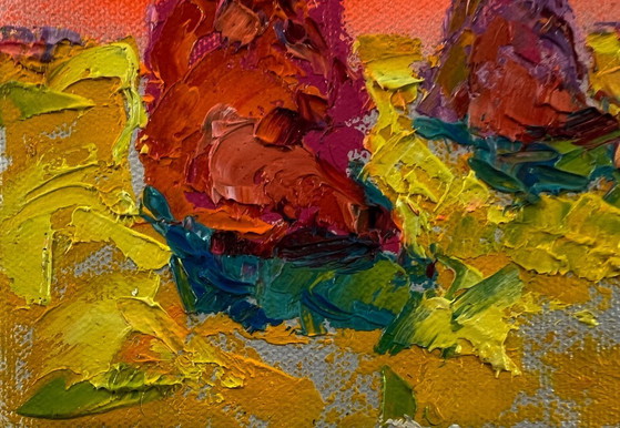 Original-Ölgemälde Sonnenuntergang Feldlandschaft im hellen Sommermorgen – Gemälde & Zeichnungen, Canvas (photo 6 of 8)