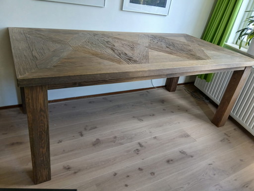 Table à manger avec plateau marqueté