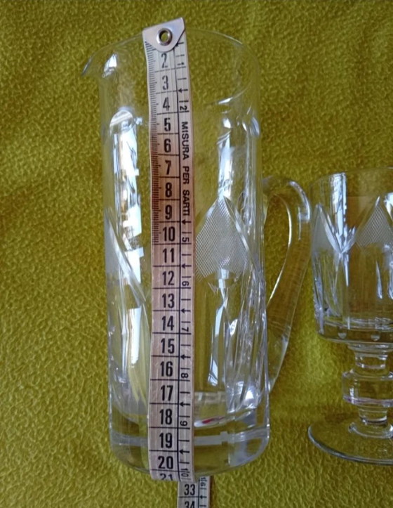 Image 1 of Ensemble de verrerie en cristal et carafe vintage