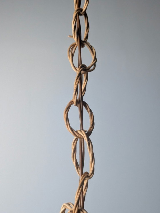 Organic Modern Wicker Pendant Lamp With Layered Petal Shade, Late 20th Century (photo 6 of 9)