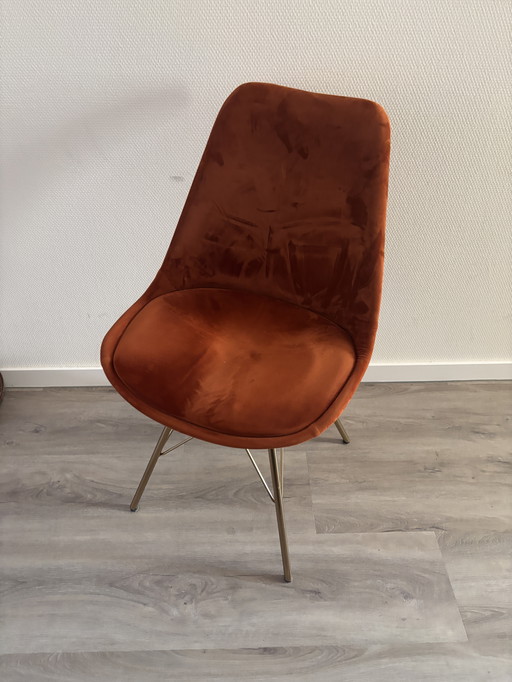 Velvet Kick Chair - Gold Coloured Metal Frame