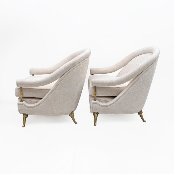 Image 1 of Sofá y dos sillones de estilo Art Déco francés, década de 1950.