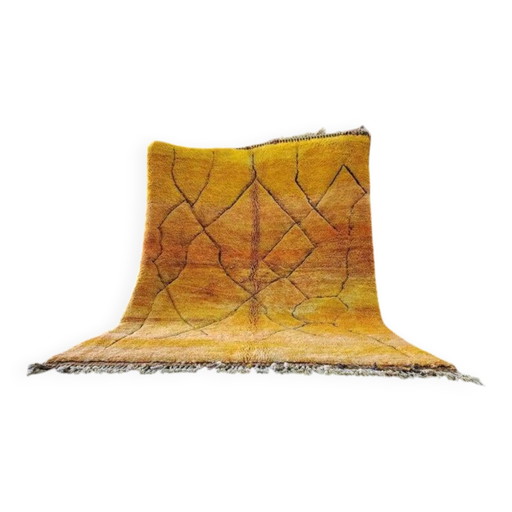 Grande tappeto berbero marocchino 300 × 200 cm – giallo ocra, motivo geometrico