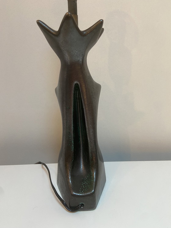 Image 1 of Lampe aus schwarz glasierter Keramik in Form einer Frau Jacques Blin zugeschrieben