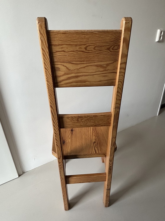 Image 1 of SET OF 4 BRUTALIST PINE HIGH-BACK DINING CHAIRS BY ROLAND WILHELMSSON FOR KARL ANDERSSON & SÖNER, 1960S