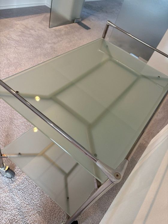 Bar cart by Marco Zanuso Jr. for Driade., Glass, Metal, Silver (photo 2 of 8)