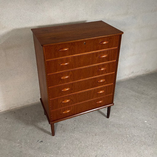 Danish Teak Chest of Drawers with 6 Drawers — Vintage 1960s