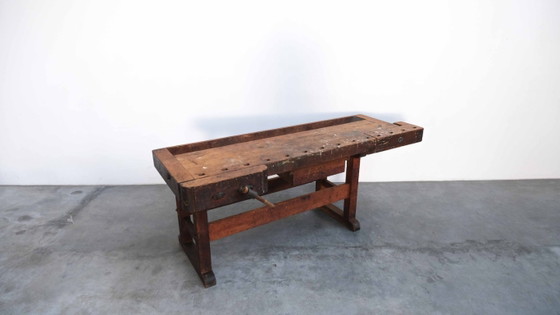 Vintage "Ulmia" Workbench Planing Bench Loft Design, Sideboard, Wood, Brown (photo 12 of 13)