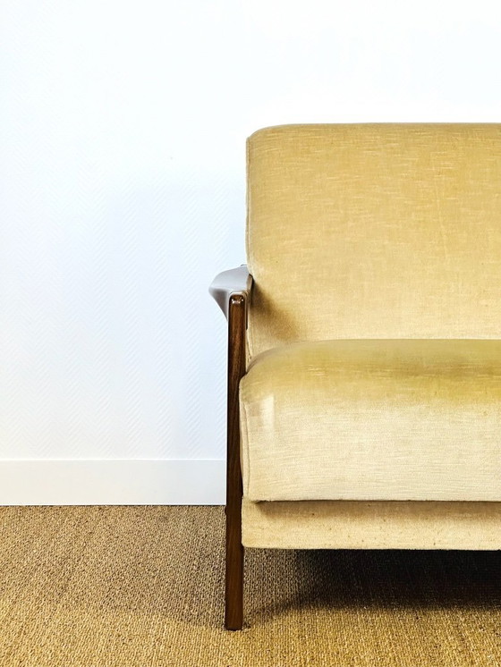 Image 1 of Schlafsofa und skandinavischer Samtsessel, 1960, 2er-Set