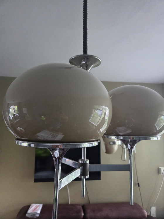 Dijkstra Mushroom Lampen: 3 Booglampen & Hanglamp Jaren 70 – Dijkstra Lampen, Wandlampen, Metal (photo 5 of 5)