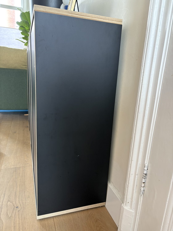Image 1 of Tylko Bookcase Black/Plywood With Bottom Doors