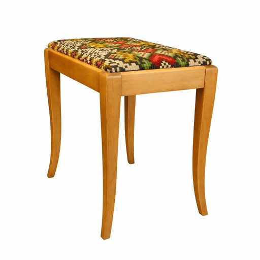 Sgabello francese vintage con rivestimento in gobelin