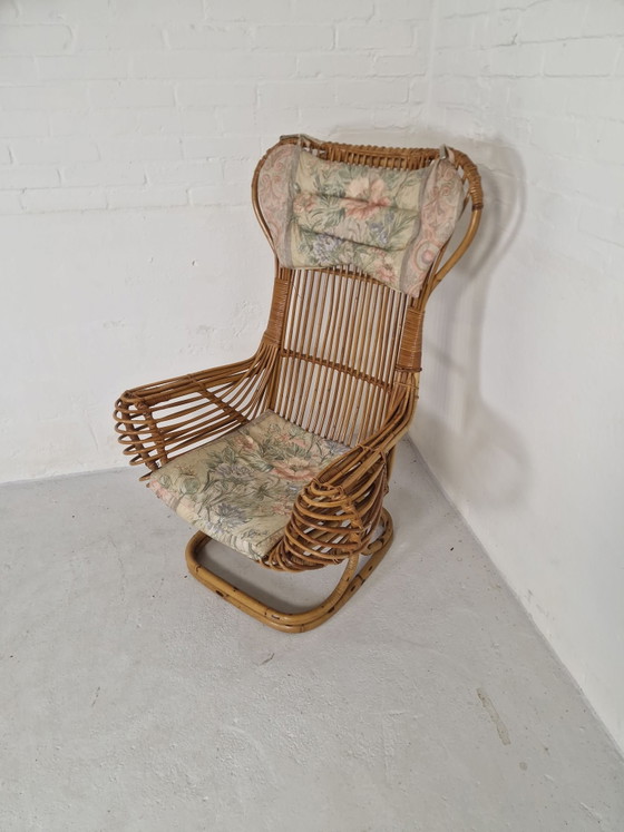 Tito Agnoli Italy, Rattan Chair from the 1960s, Armchairs, Textile, Brown (photo 7 of 7)