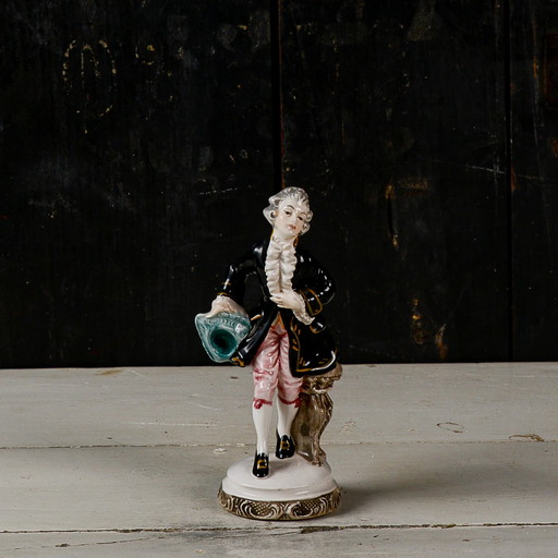 Polychrome ceramic sculpture figurine of a nobleman in 18th-century clothes, 20th century