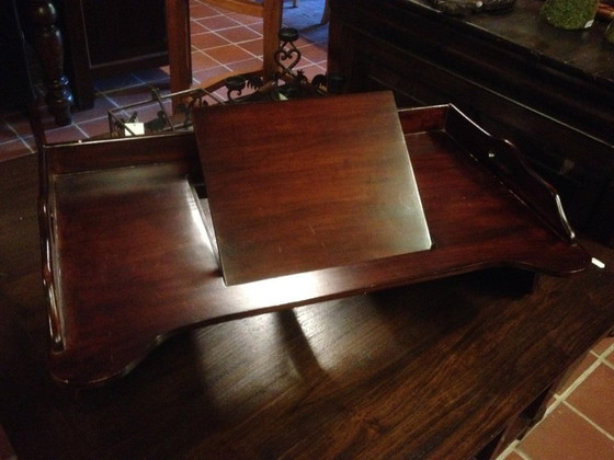 Image 1 of Mahonie dienblad opklapbaar boekensteun serveer-tableau