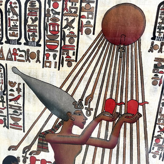 Two signed Egyptian paintings on papyrus – Paintings & Drawings, Other, Paper (photo 5 of 18)