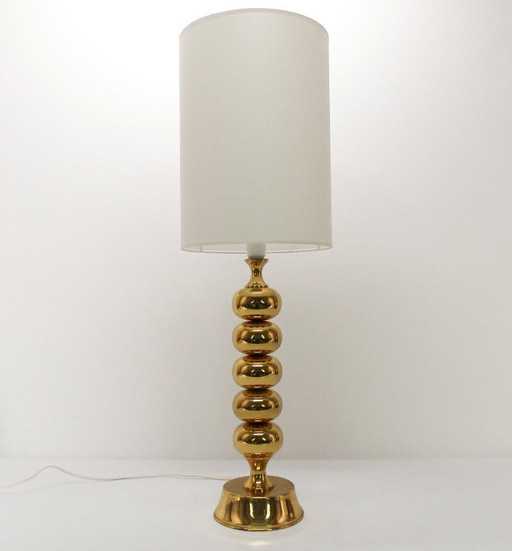 Scandinavian lamp base in gilded brass, ball model, Enco, circa 1960
