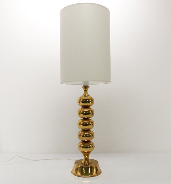 Image 1 of Scandinavian lamp base in gilded brass, ball model, Enco, circa 1960
