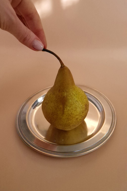 Small plate in silver-plated metal - classic style - hallmark visible