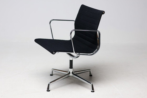 Image 1 of Set of six Vitra Eames EA 108 black, swivel, chairs..
