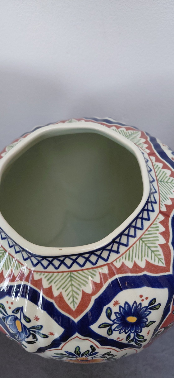 Image 1 of Beautiful 3-piece Antique Cabinet Set – Boch Belgium – Hand-painted