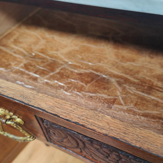 Image 1 of Commode vintage pour salle de bain avec plateau en marbre