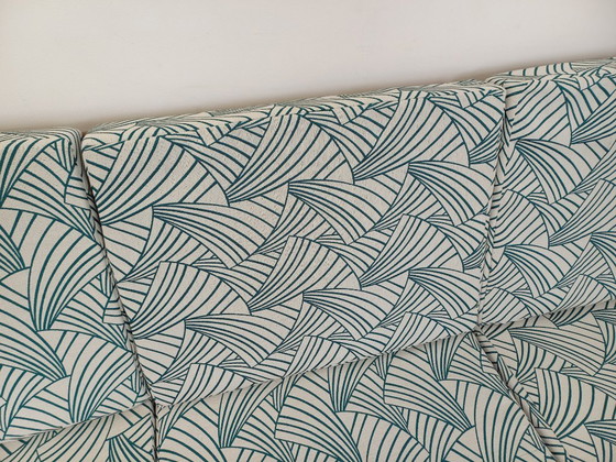 Image 1 of Arne Wahl Iversen voor Komfort 3-zits Scandinavische vintage bank in teak en stof uit de jaren 60