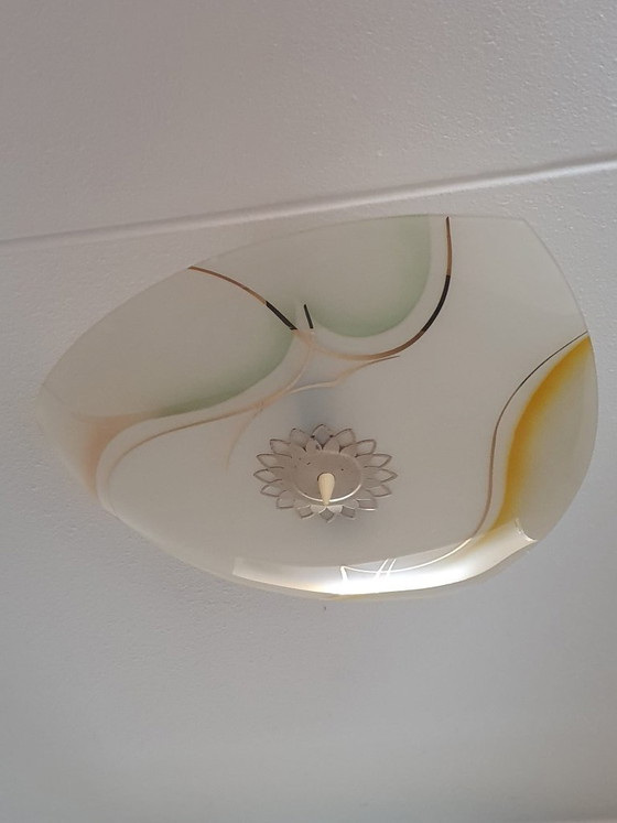 Plafonniere 60-er jaren, Ceiling lights, Glass, Metal, Black (photo 3 of 5)